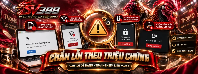 Đăng Nhập SV388 - Bản Đồ Né Chặn Vào Sảnh Đá Gà Thomo 3 Bảng chẩn lỗi đăng nhập SV388 theo từng triệu chứng