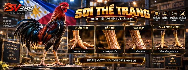 Đá Gà Đòn SV388 - Trận Nhiều Hiệp Ăn Thua Bằng Thể Lực 3 Chọn gà đòn qua thể trạng và thế chân trên SV388