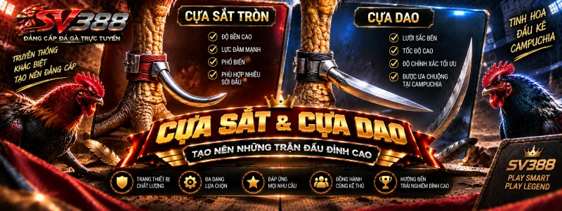 Đá gà Campuchia SV388 chuộng cựa sắt và cựa dao