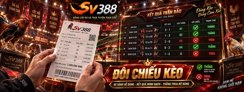 Đối chiếu kết quả đá gà SV388 với kèo đã đặt