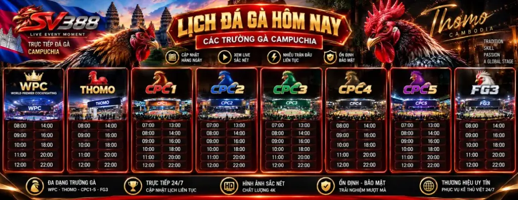 lịch đá gà trực tiếp sv388 hằng ngày