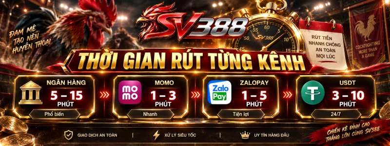 Bảng thời gian rút tiền SV388 theo kênh và khung giờ